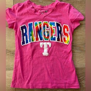 New Era 5th & Ocean Texas Rangers Baseball Pink Tie Dye Shirt Girls 4/5